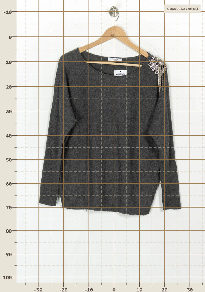 Pull Gris - Taille M/38 de la marque ZAPA | PARAD121810 - Vendu par Paradigme - Image 4