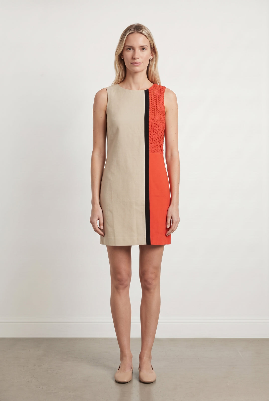 Robe Sans Manches Beige et Rouge - Taille S/36 de la marque Maison 123 | PARAD121813 - Vendu par Paradigme - Image 1