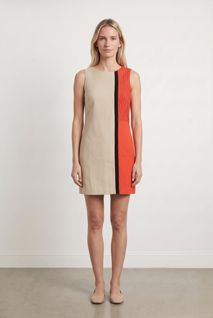Robe Sans Manches Beige et Rouge - Taille S/36 de la marque Maison 123 | PARAD121813 - Vendu par Paradigme - Image 1