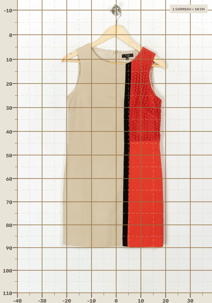 Robe Sans Manches Beige et Rouge - Taille S/36 de la marque Maison 123 | PARAD121813 - Vendu par Paradigme - Image 4