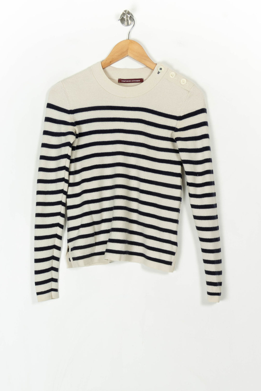 Marinière Écrue et Marine - Taille S/36 de la marque Comptoir des Cotonniers | PARAD121820 - Vendu par Paradigme - Image 2