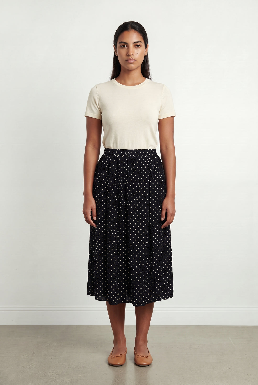 Jupe Midi Noire à Pois Blancs - Taille L/40 de la marque Gerard Darel | PARAD121833 - Vendu par Paradigme - Image 1