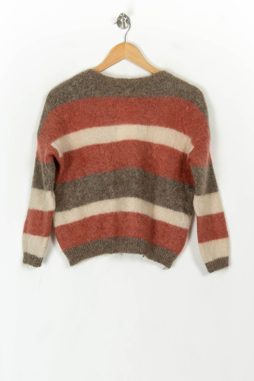 Pull Rayé Marron Rouge et Écru - Taille XS/34 de la marque Des petits hauts | PARAD121836 - Vendu par Paradigme - Image 5