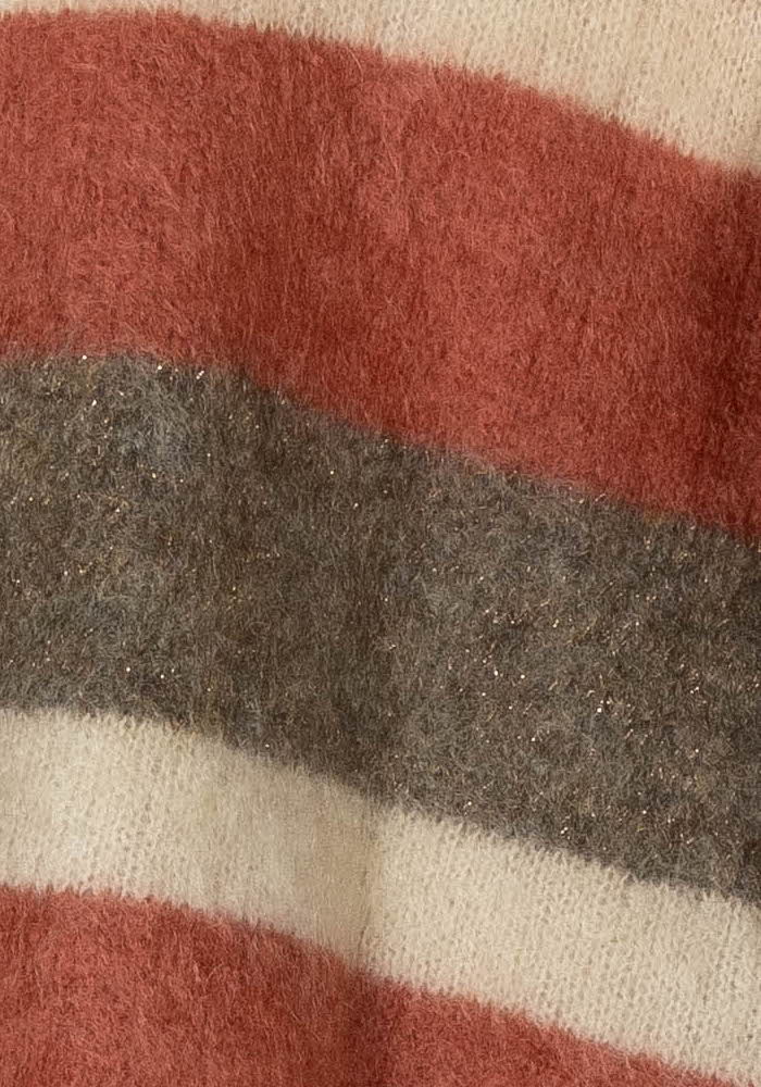 Pull Rayé Marron Rouge et Écru - Taille XS/34 de la marque Des petits hauts | PARAD121836 - Vendu par Paradigme - Image 3
