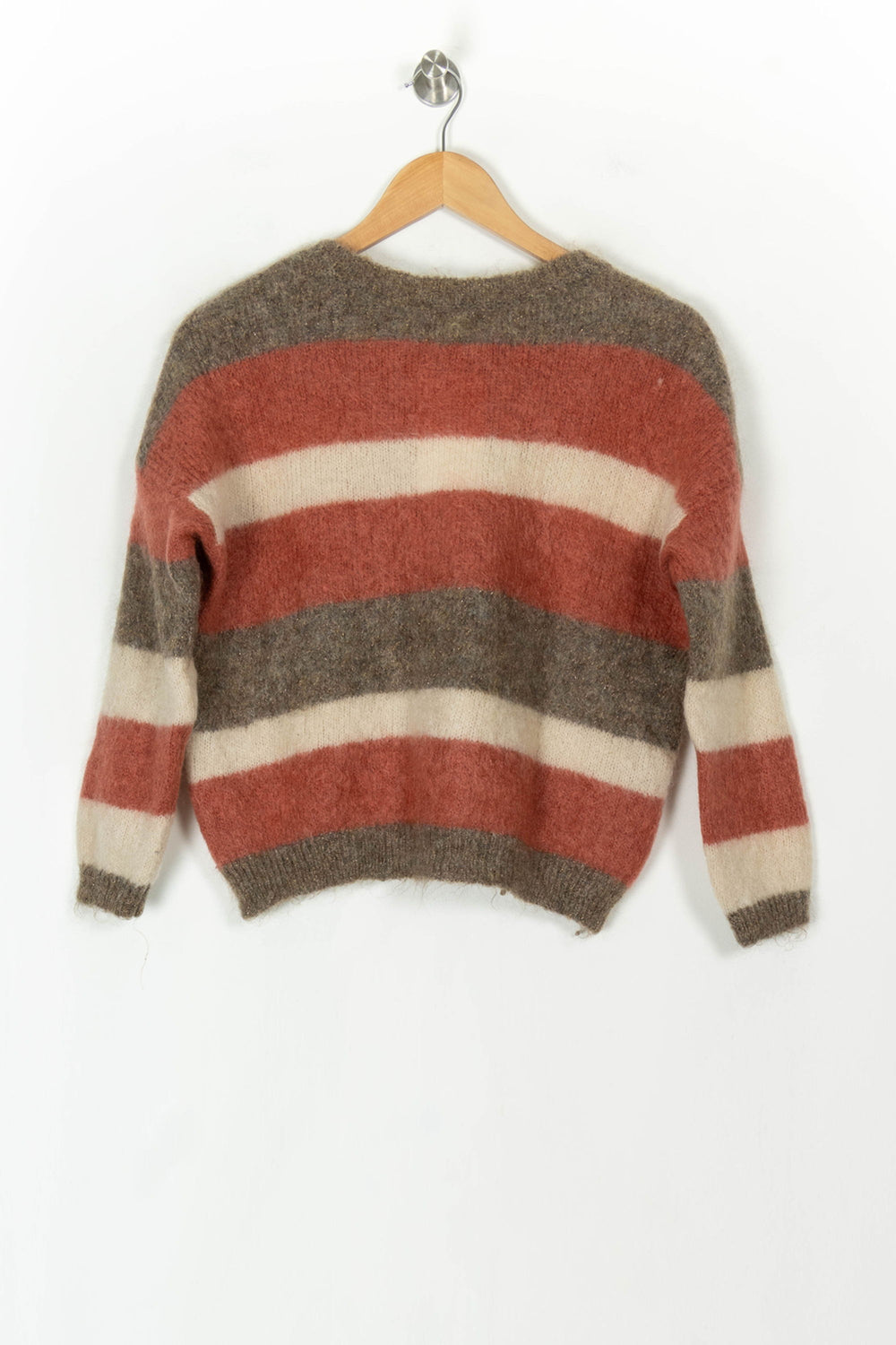 Pull Rayé Marron Rouge et Écru - Taille XS/34 de la marque Des petits hauts | PARAD121836 - Vendu par Paradigme - Image 2