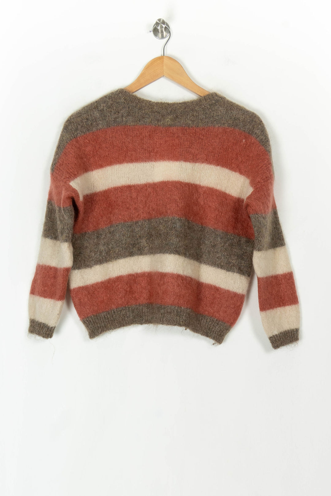 Pull Rayé Marron Rouge et Écru - Taille XS/34 de la marque Des petits hauts | PARAD121836 - Vendu par Paradigme - Image 2
