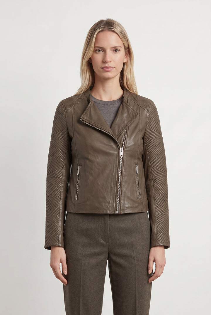 Blouson en Cuir Marron - Taille S/36 de la marque IKKS | PARAD121843 - Vendu par Paradigme - Image 1
