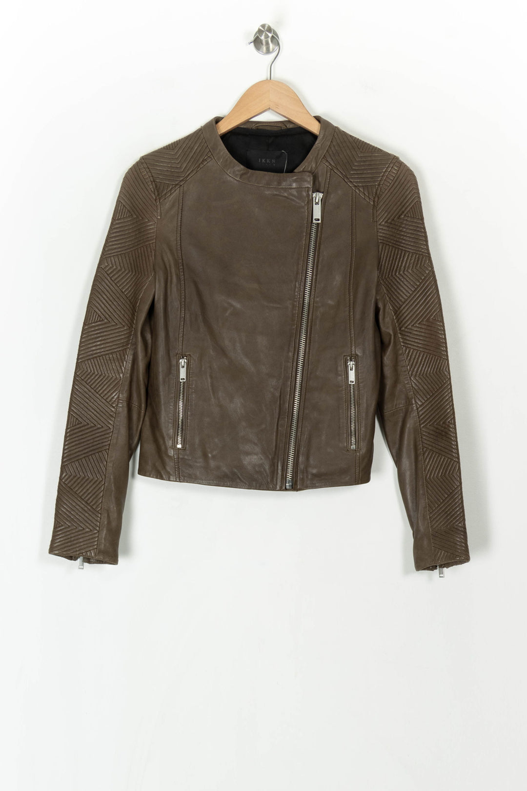 Blouson en Cuir Marron - Taille S/36 de la marque IKKS | PARAD121843 - Vendu par Paradigme - Image 2