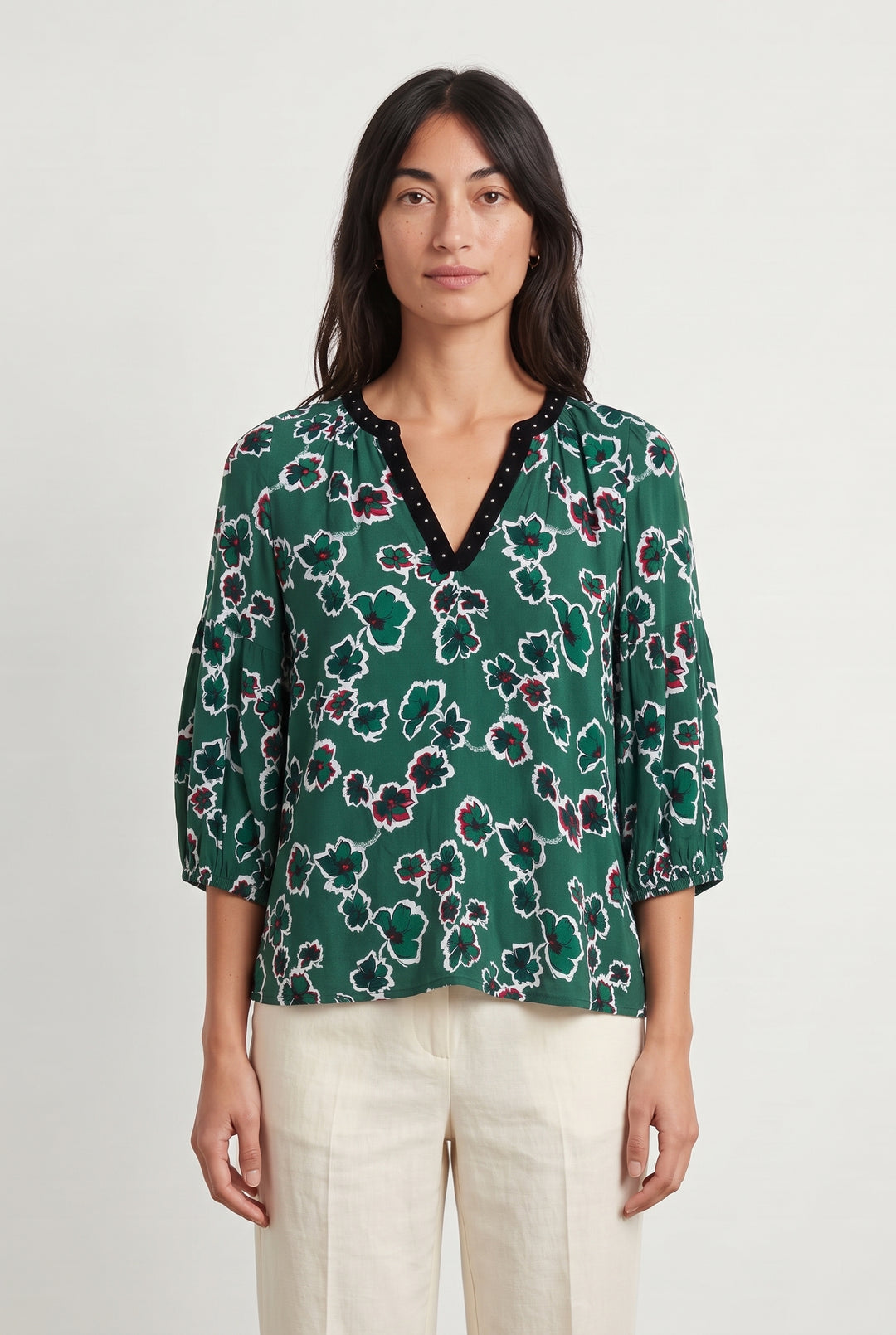 Blouse Verte et Noire - Taille S/36 de la marque IKKS | PARAD121846 - Vendu par Paradigme - Image 1