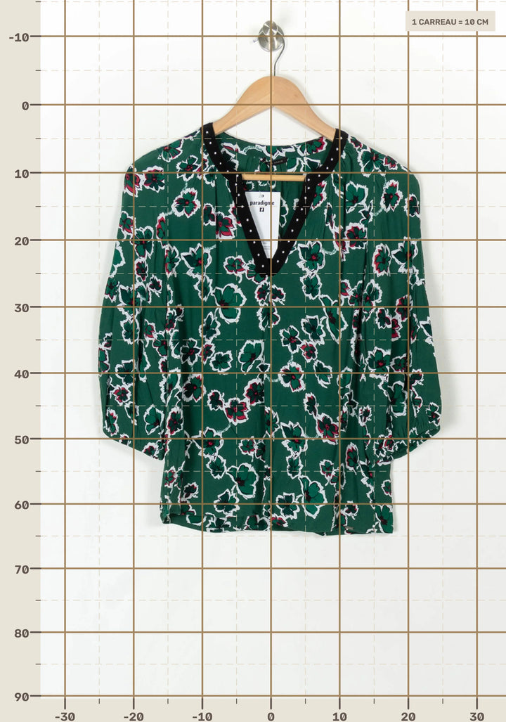 Blouse Verte et Noire - Taille S/36 de la marque IKKS | PARAD121846 - Vendu par Paradigme - Image 4