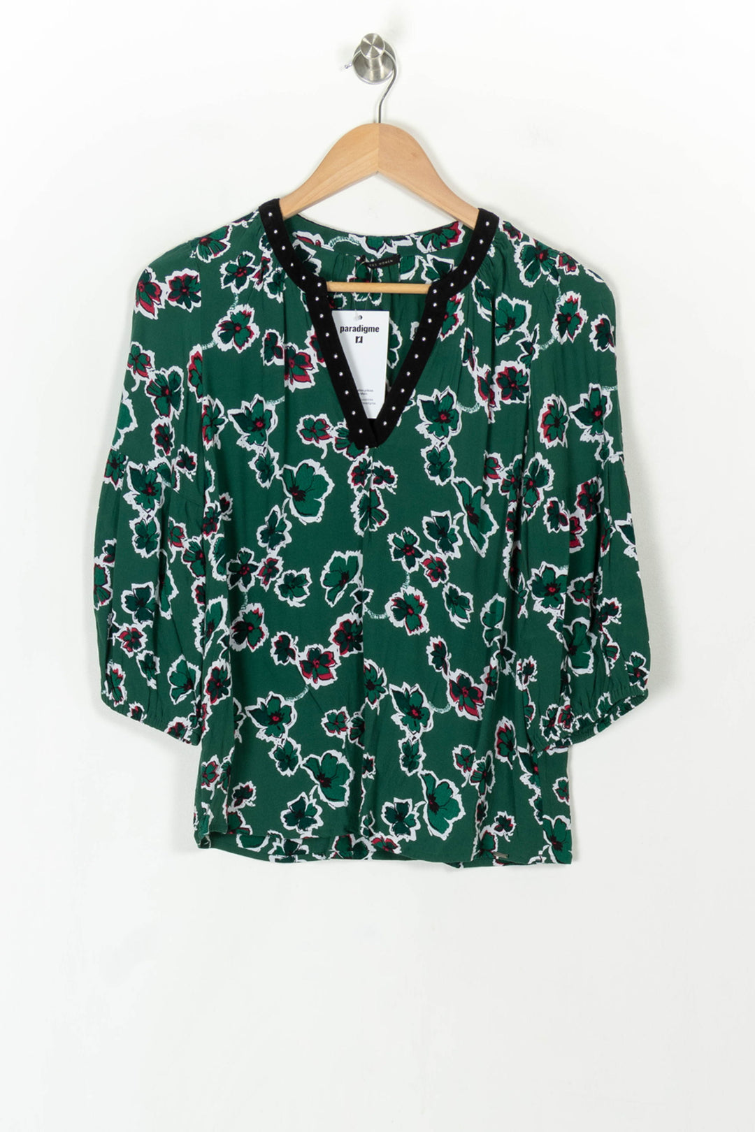 Blouse Verte et Noire - Taille S/36 de la marque IKKS | PARAD121846 - Vendu par Paradigme - Image 2