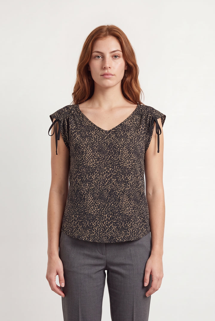 Blouse Noire et Beige - Taille M/38 de la marque La Fée Maraboutée | PARAD121852 - Vendu par Paradigme - Image 1