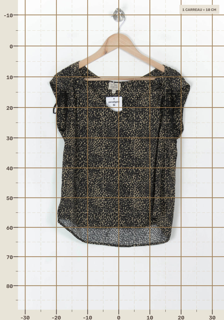 Blouse Noire et Beige - Taille M/38 de la marque La Fée Maraboutée | PARAD121852 - Vendu par Paradigme - Image 4