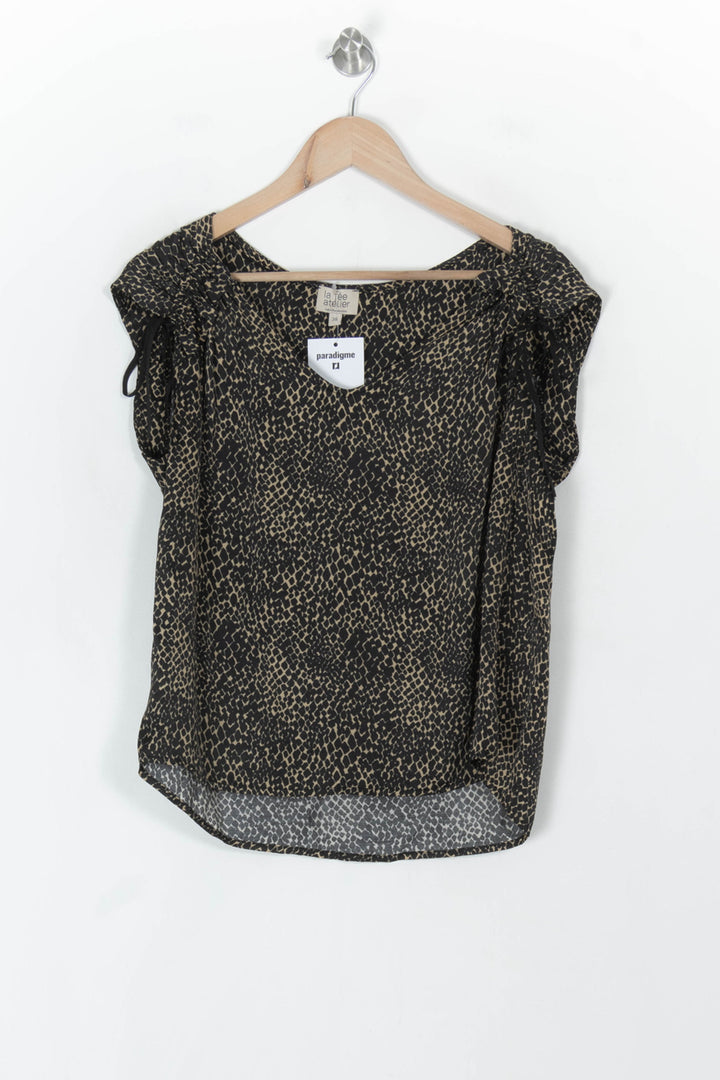 Blouse Noire et Beige - Taille M/38 de la marque La Fée Maraboutée | PARAD121852 - Vendu par Paradigme - Image 2