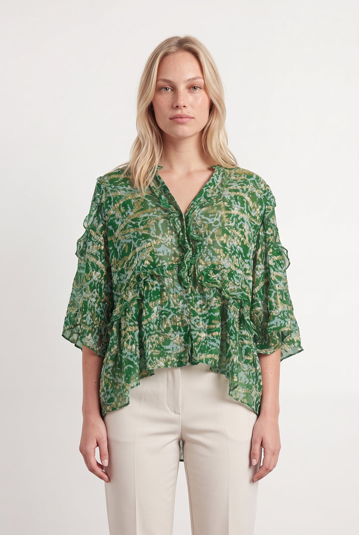 Blouse Vert et Blanc - Taille L/40 de la marque Bérénice | PARAD121855 - Vendu par Paradigme - Image 1
