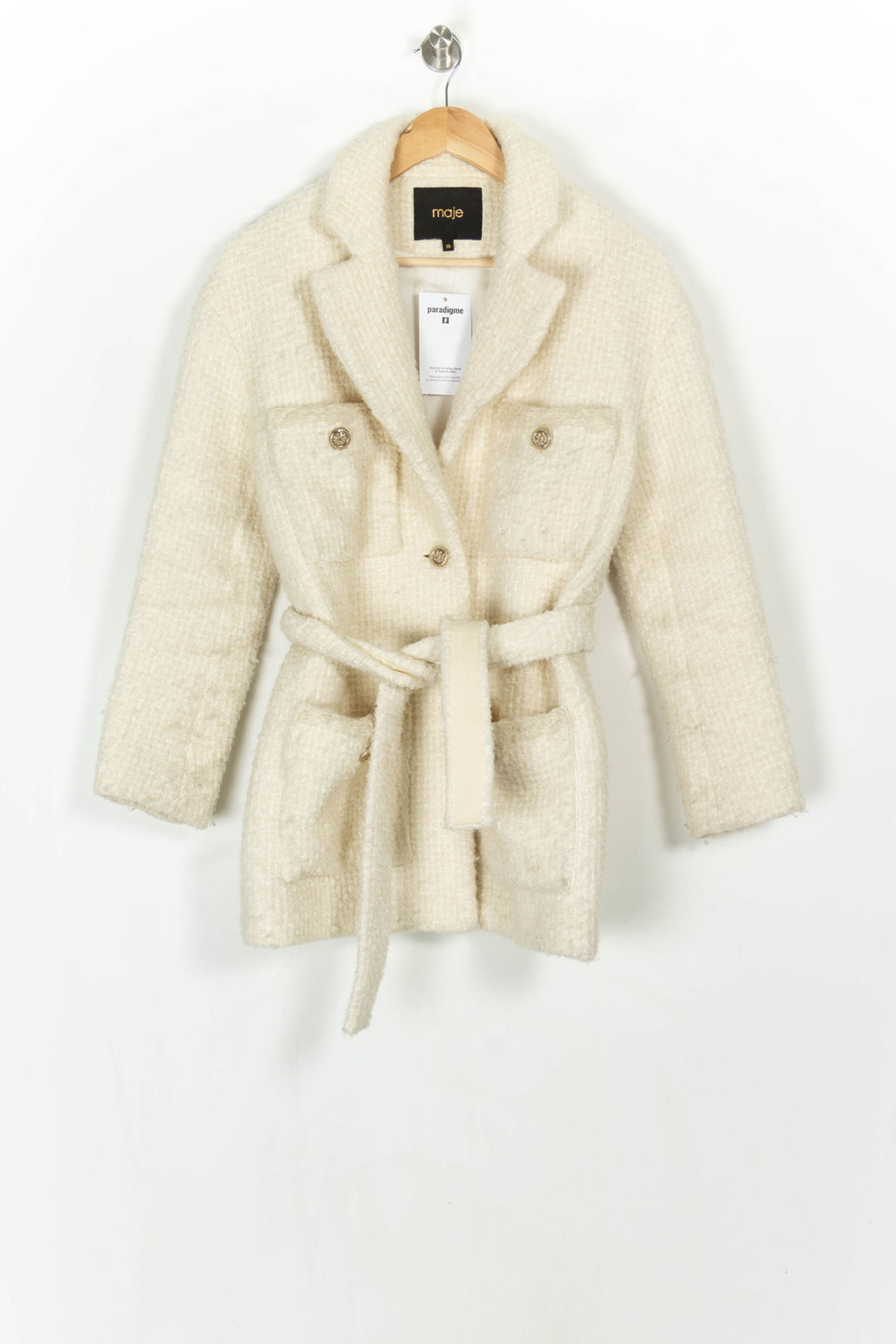 Manteau Ceinturé Beige - Taille S/36 de la marque Maje | PARAD121896 - Vendu par Paradigme - Image 2