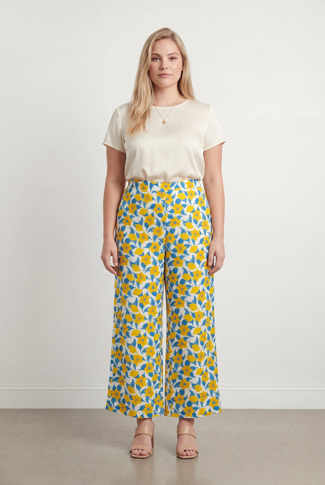 Pantalon Fleuri Jaune et Bleu - Taille XXL/44 de la marque Soi Paris | PARAD122401 - Vendu par Paradigme - Image 1