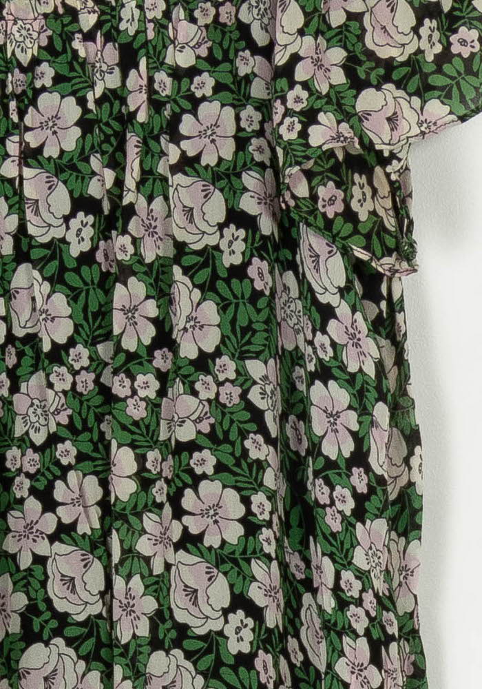 Robe Midi Fleurie Verte et Blanche - Taille M/38 de la marque Claudie Pierlot | PARAD122402 - Vendu par Paradigme - Image 3