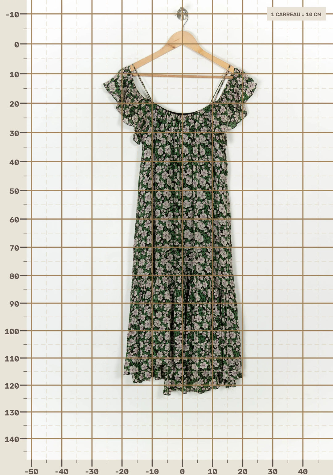 Robe Midi Fleurie Verte et Blanche - Taille M/38 de la marque Claudie Pierlot | PARAD122402 - Vendu par Paradigme - Image 4
