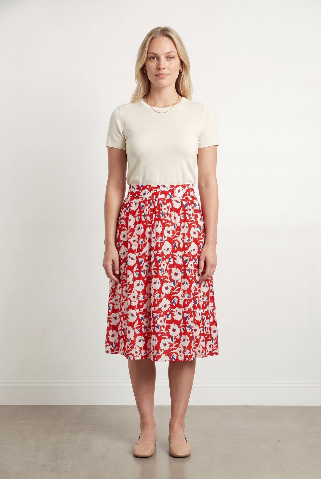 Jupe Midi Rouge et Blanche - Taille L/40 de la marque Saint James | PARAD122404 - Vendu par Paradigme - Image 1