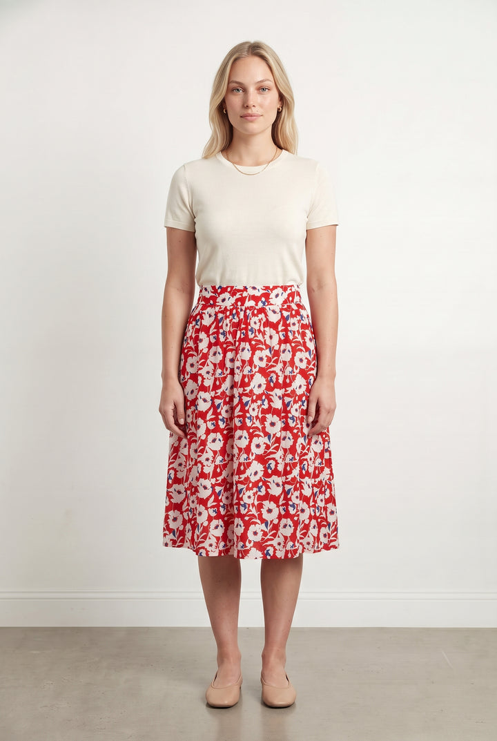 Jupe Midi Rouge et Blanche - Taille L/40 de la marque Saint James | PARAD122404 - Vendu par Paradigme - Image 1