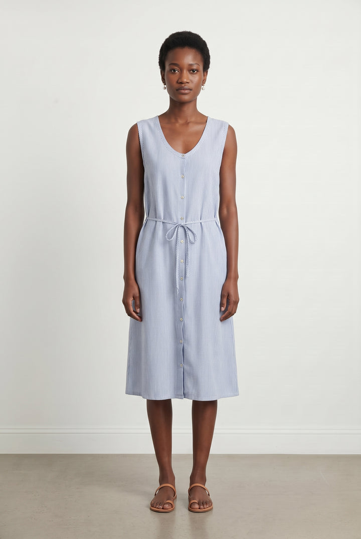 Robe Chemise Bleue et Blanche - Taille XS/34 de la marque American Vintage | PARAD122427 - Vendu par Paradigme - Image 1