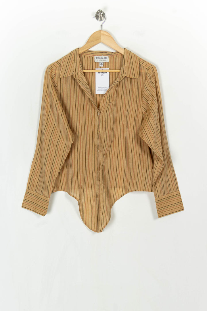 Chemise Rayée Beige et Marron - Taille L/40 de la marque Emile &amp; Ida | PARAD122442 - Vendu par Paradigme - Image 2