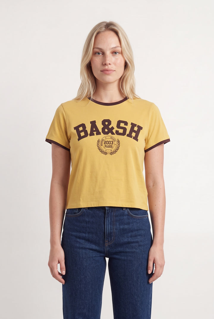 Tee-shirt Jaune et Marron - Taille L/40 de la marque ba&amp;sh | PARAD122445 - Vendu par Paradigme - Image 1