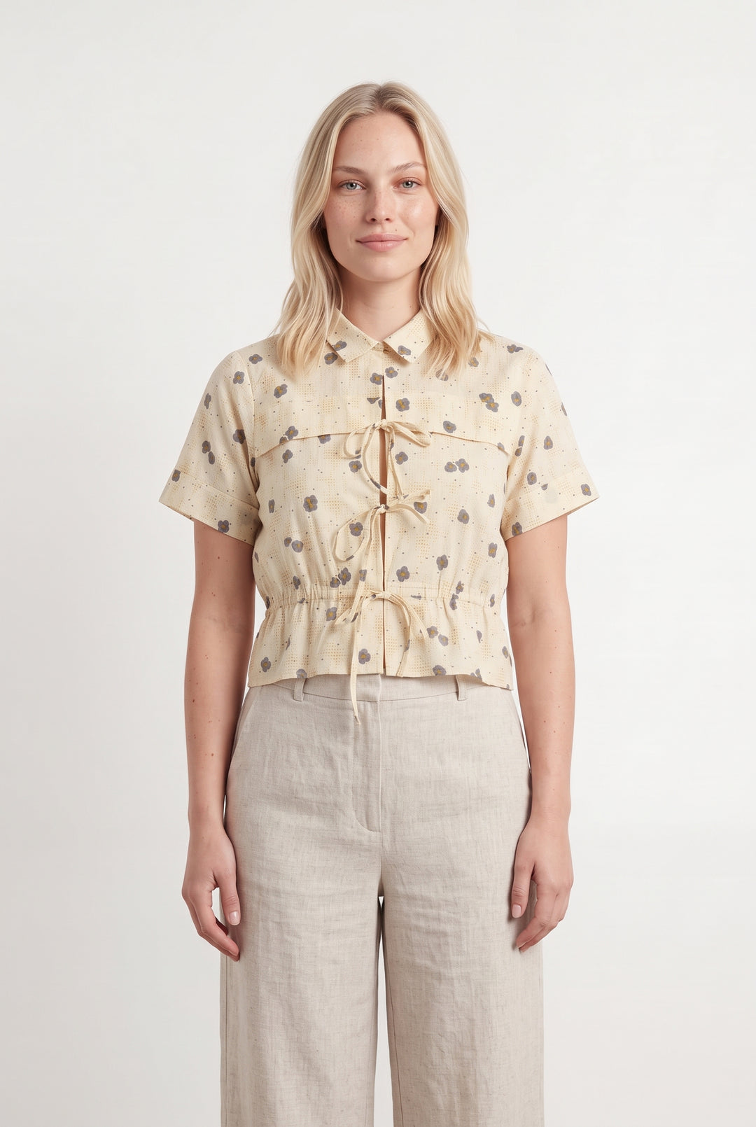 Chemise Beige et Violette - Taille L/40 de la marque Sessùn | PARAD122446 - Vendu par Paradigme - Image 1