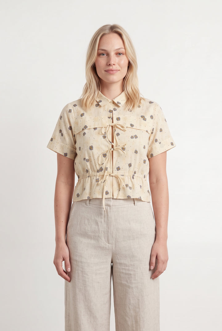 Chemise Beige et Violette - Taille L/40 de la marque Sessùn | PARAD122446 - Vendu par Paradigme - Image 1