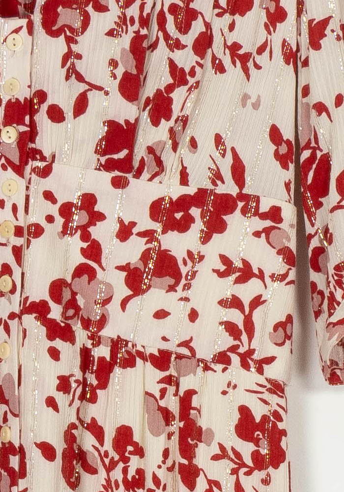 Robe Midi Écrue et Rouge - Taille XS/34 de la marque ba&amp;sh | PARAD122448 - Vendu par Paradigme - Image 3