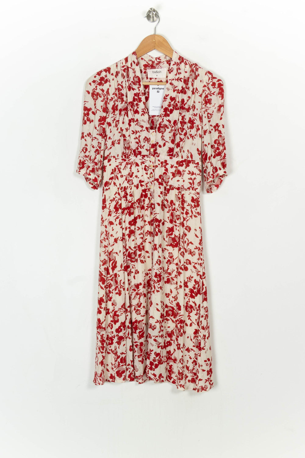 Robe Midi Écrue et Rouge - Taille XS/34 de la marque ba&sh | PARAD122448 - Vendu par Paradigme - Image 2