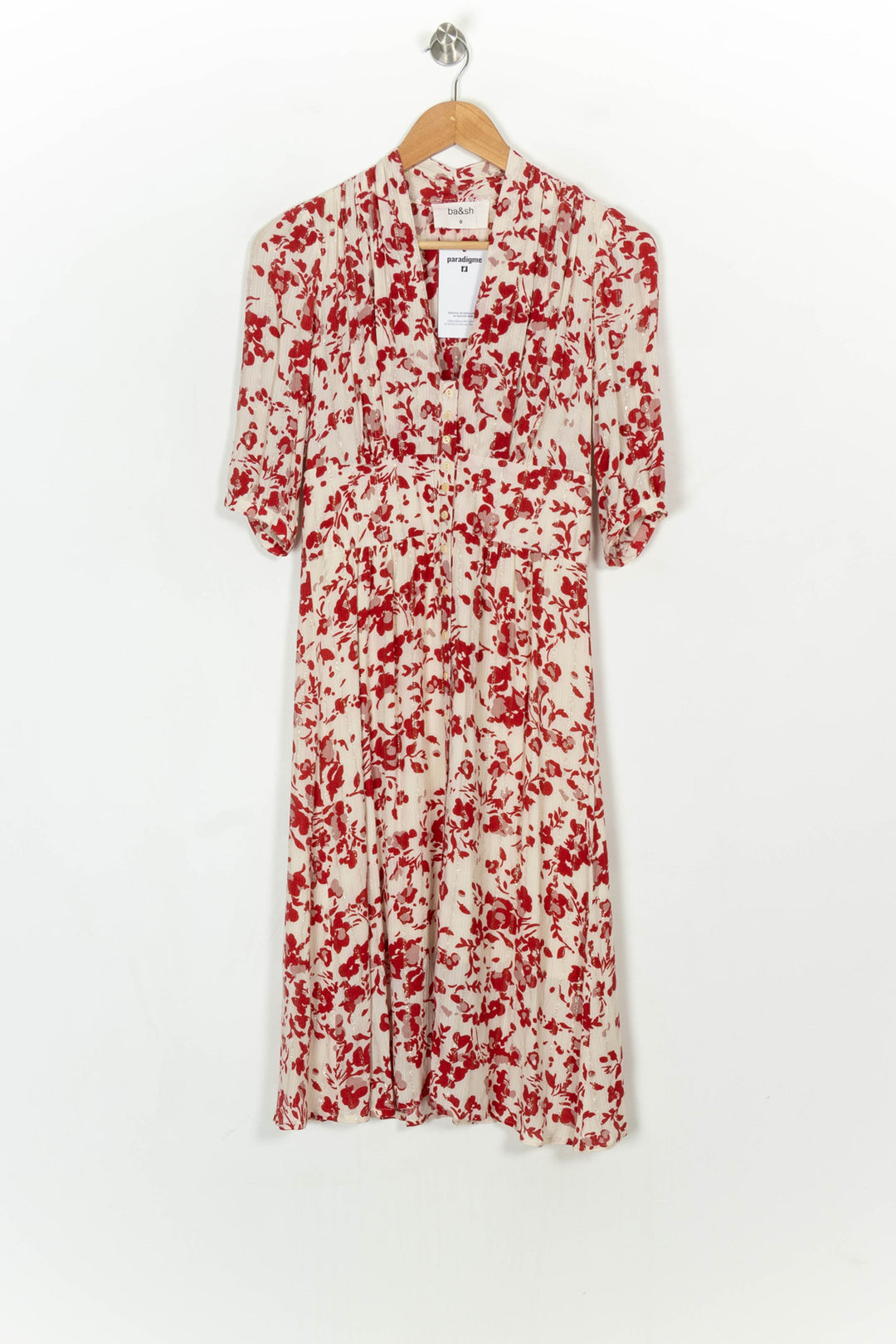Robe Midi Écrue et Rouge - Taille XS/34 de la marque ba&amp;sh | PARAD122448 - Vendu par Paradigme - Image 2