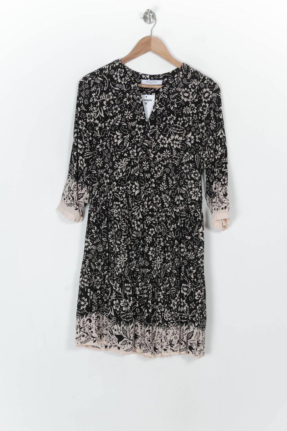 Robe Courte Noire et Beige - Taille S/36 de la marque Gerard Darel | PARAD122454 - Vendu par Paradigme - Image 2