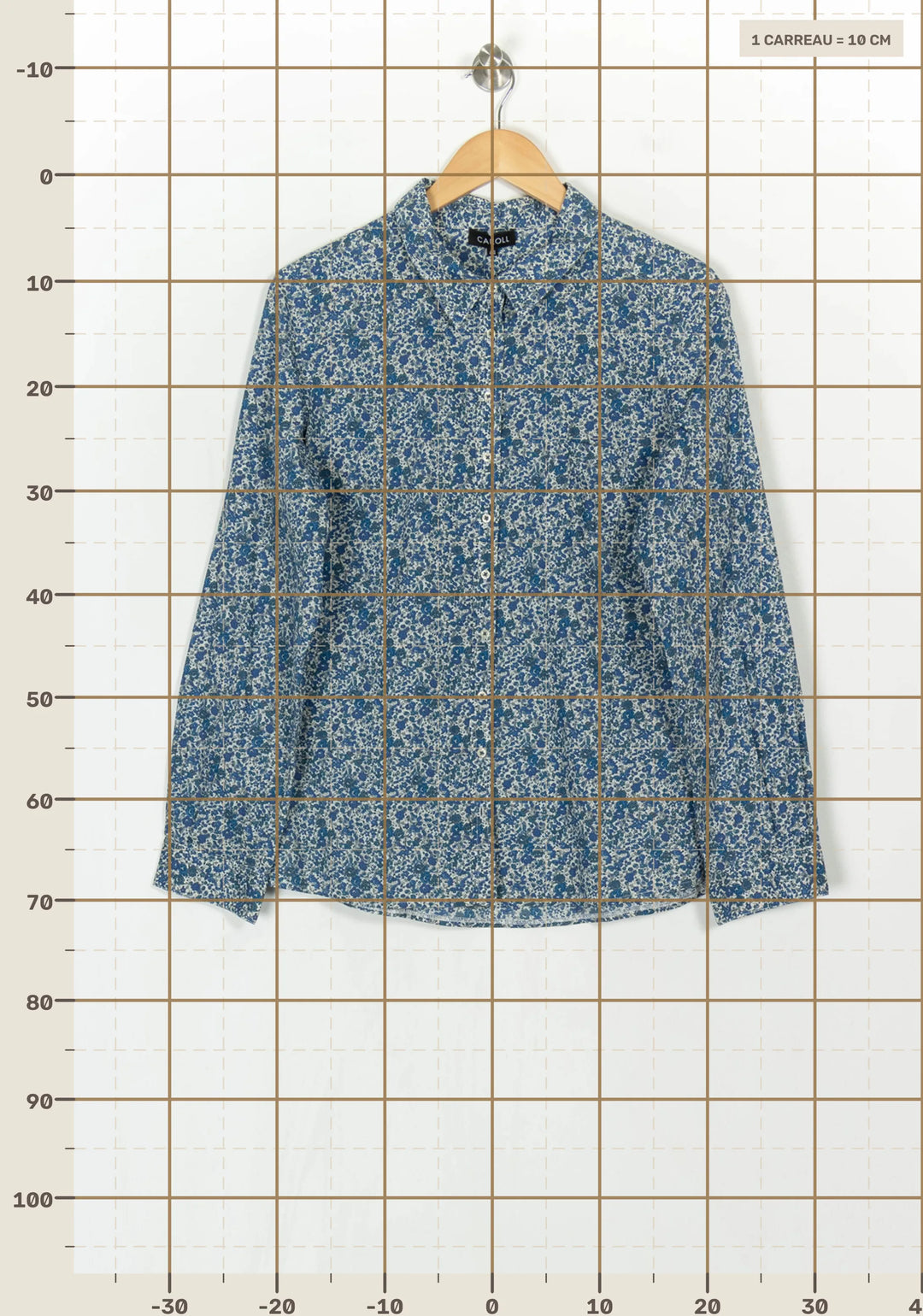 Chemise Fleurie Bleue et Blanche - Taille XXL/44 de la marque Caroll | PARAD122461 - Vendu par Paradigme - Image 4