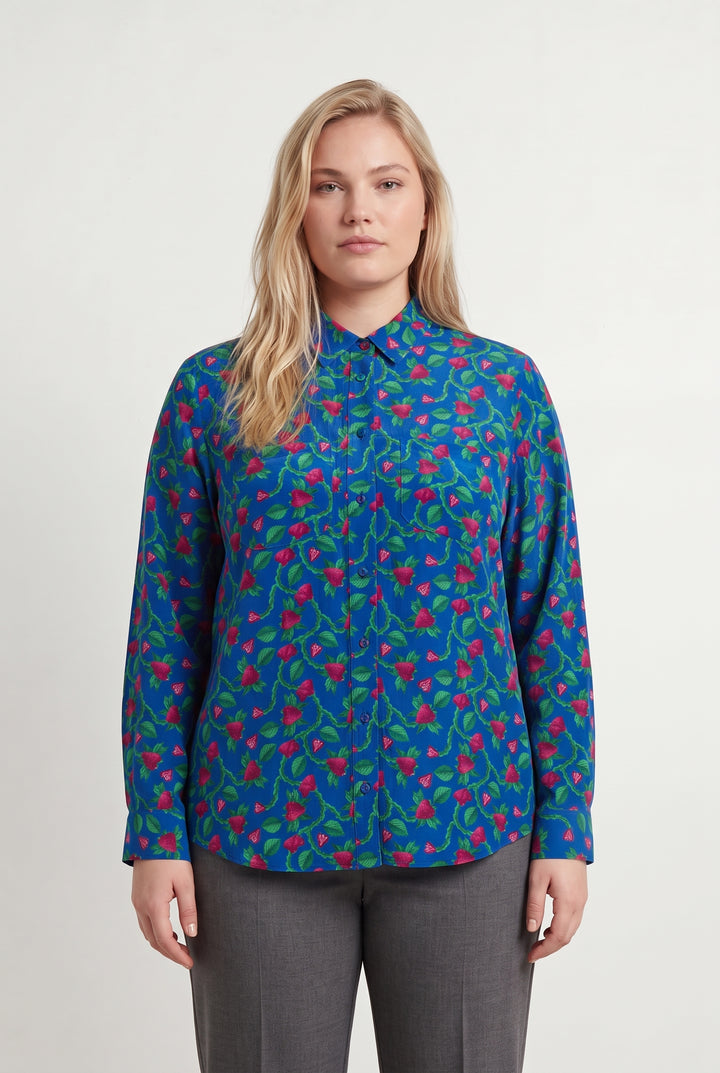 Chemise Fleurie Bleue et Verte - Taille XL/42 de la marque Soi Paris | PARAD122462 - Vendu par Paradigme - Image 1