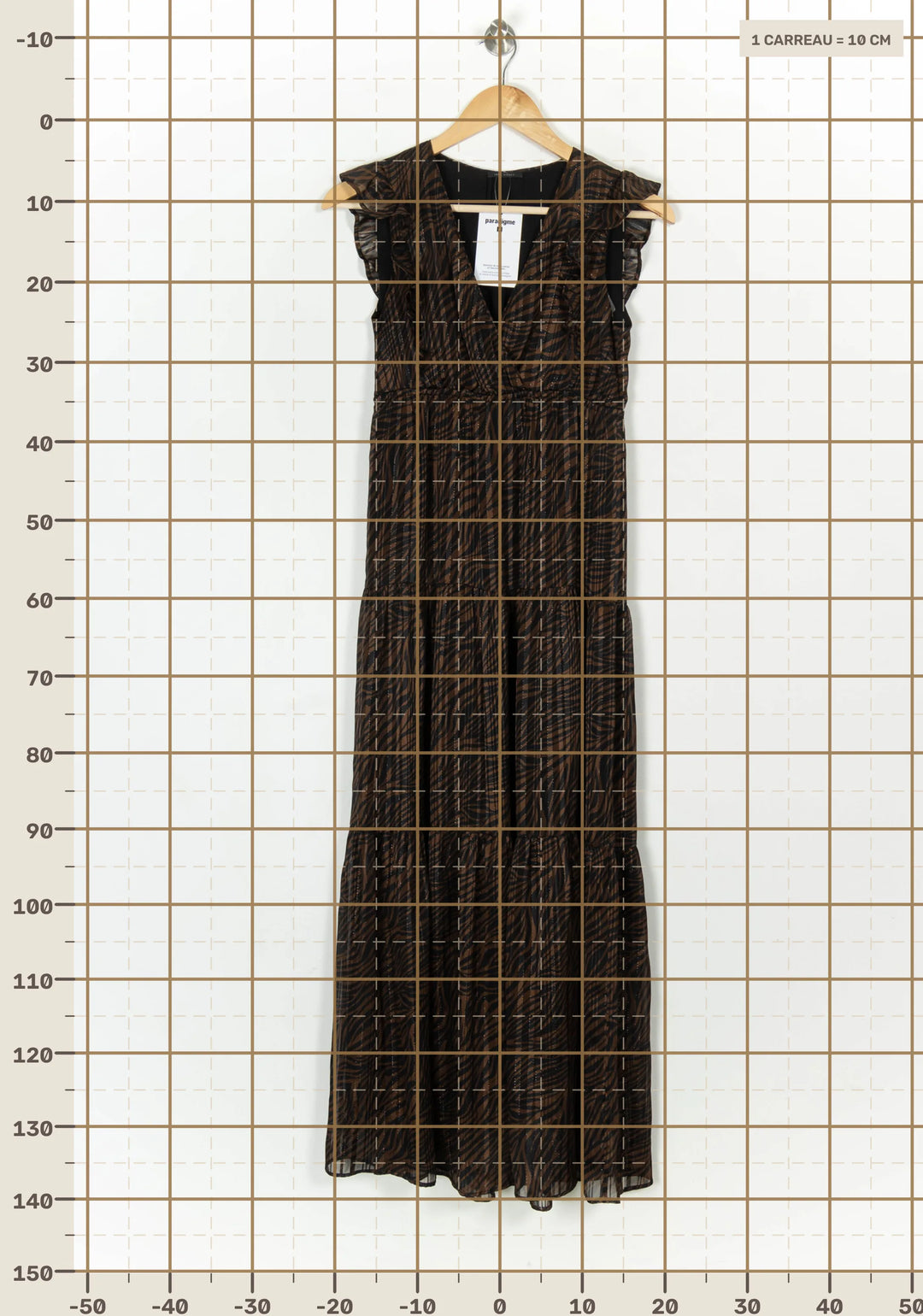 Robe Longue Marron et Noire - Taille XS/34 de la marque IKKS | PARAD122479 - Vendu par Paradigme - Image 4