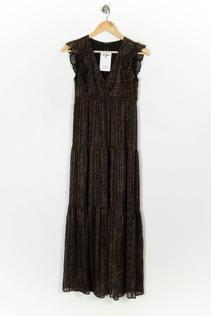 Robe Longue Marron et Noire - Taille XS/34 de la marque IKKS | PARAD122479 - Vendu par Paradigme - Image 2