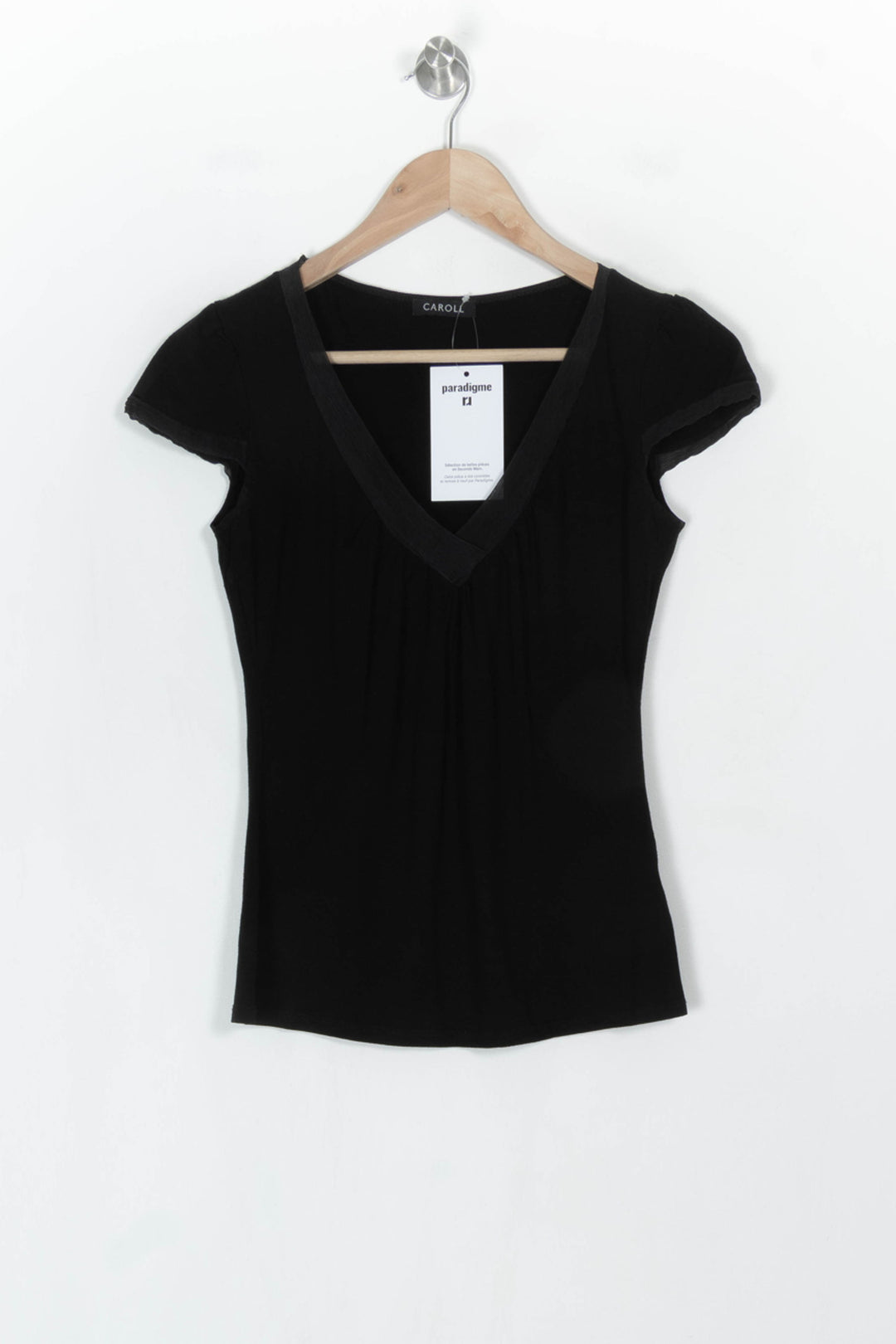 T-shirt Noir - Taille S/36 de la marque Caroll | PARAD122517 - Vendu par Paradigme - Image 2