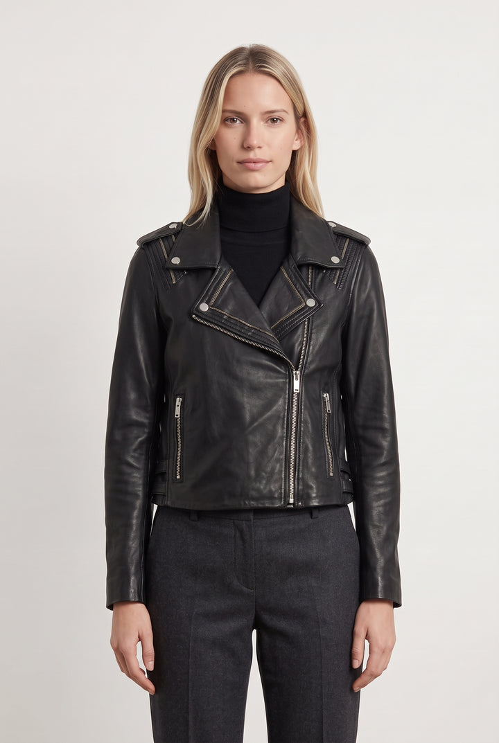 Blouson Motard Noir - Taille M/38 de la marque IKKS | PARAD122550 - Vendu par Paradigme - Image 1