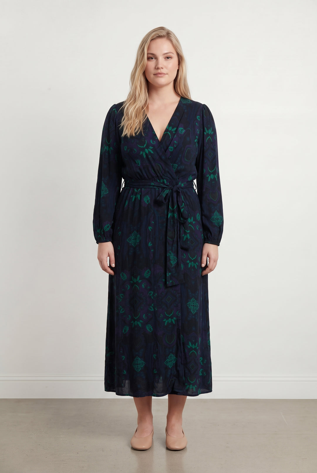 Robe Portefeuille Bleu et Vert - Taille XL/42 de la marque La Fée Maraboutée | PARAD122566 - Vendu par Paradigme - Image 1