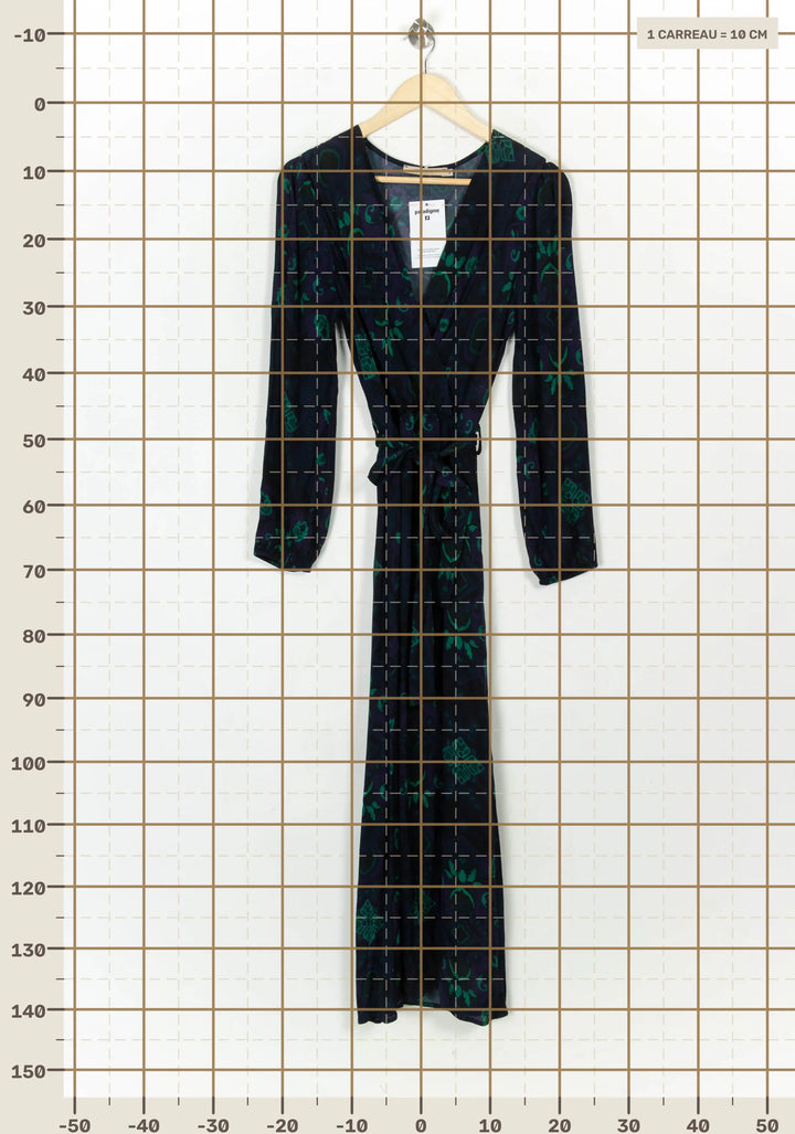 Robe Portefeuille Bleu et Vert - Taille XL/42 de la marque La Fée Maraboutée | PARAD122566 - Vendu par Paradigme - Image 4