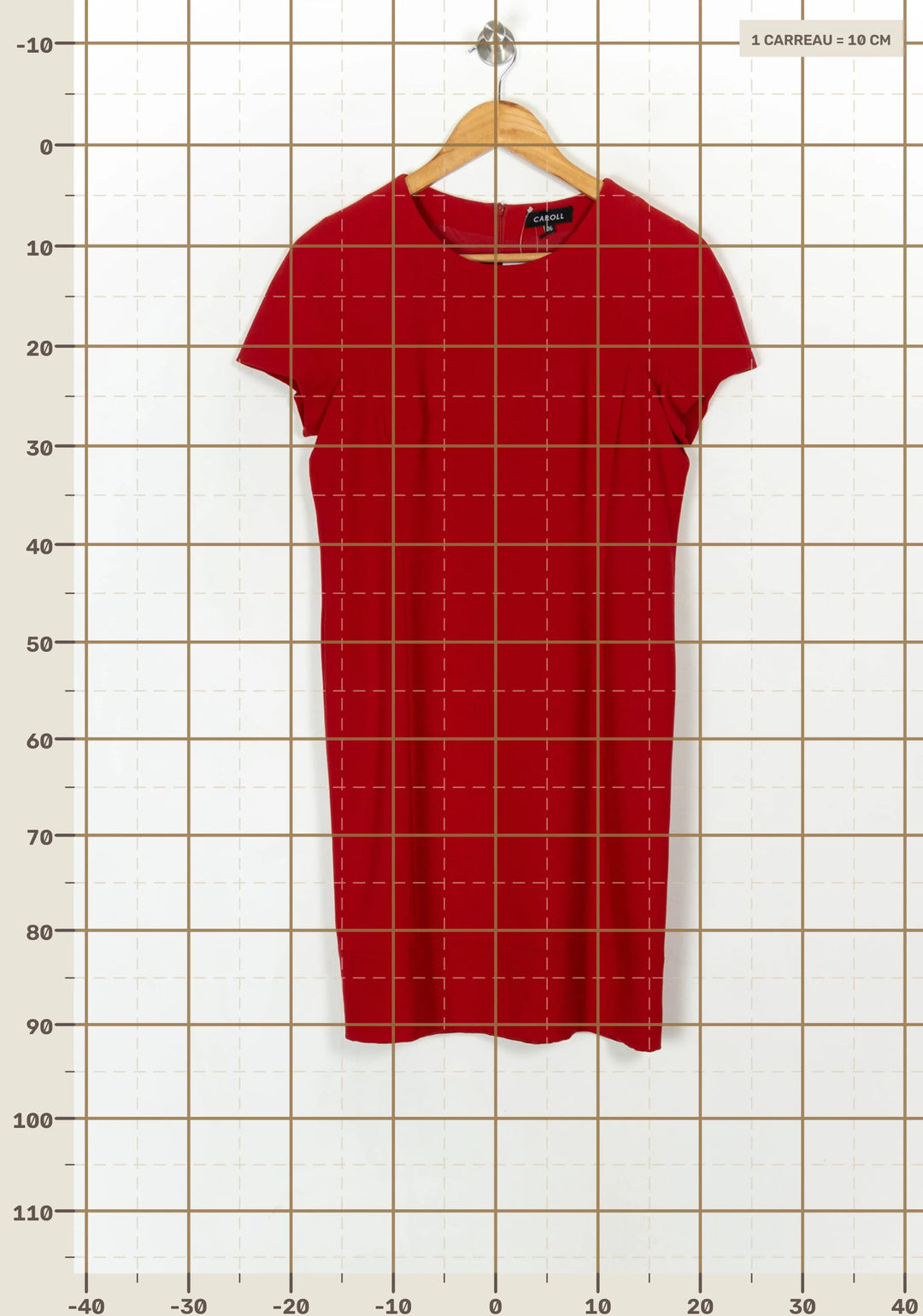 Robe Droite Rouge - Taille S/36 de la marque Caroll | PARAD122568 - Vendu par Paradigme - Image 4