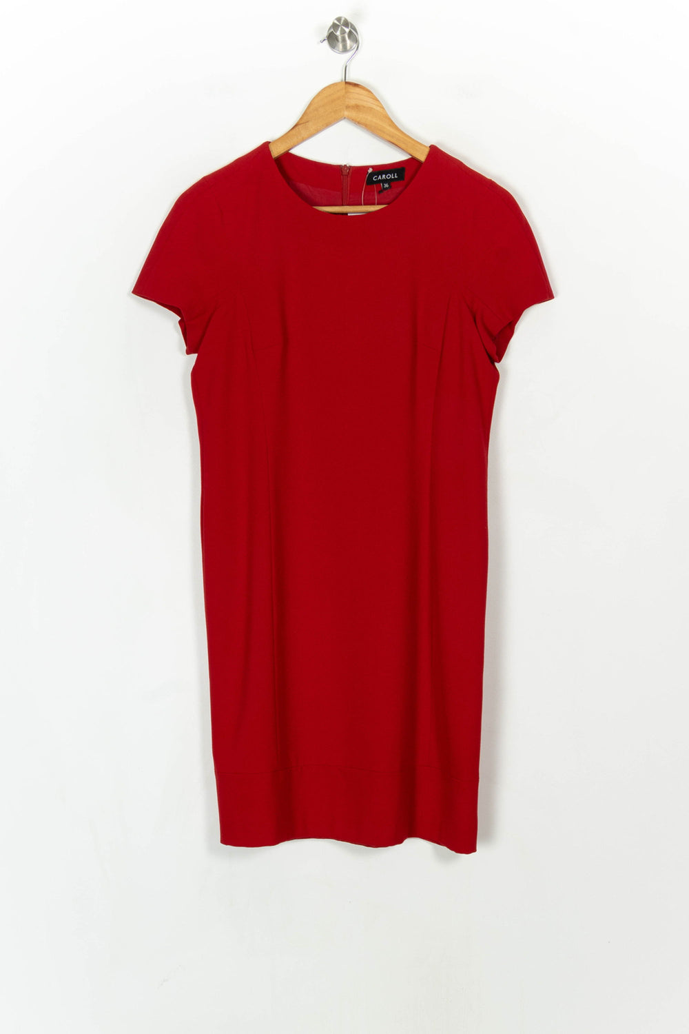 Robe Droite Rouge - Taille S/36 de la marque Caroll | PARAD122568 - Vendu par Paradigme - Image 2