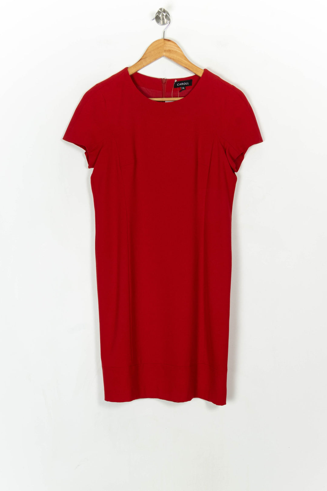 Robe Droite Rouge - Taille S/36 de la marque Caroll | PARAD122568 - Vendu par Paradigme - Image 2