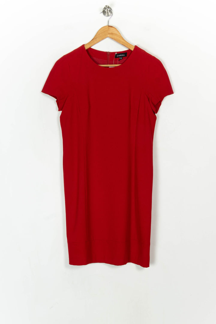 Robe Droite Rouge - Taille S/36 de la marque Caroll | PARAD122568 - Vendu par Paradigme - Image 2