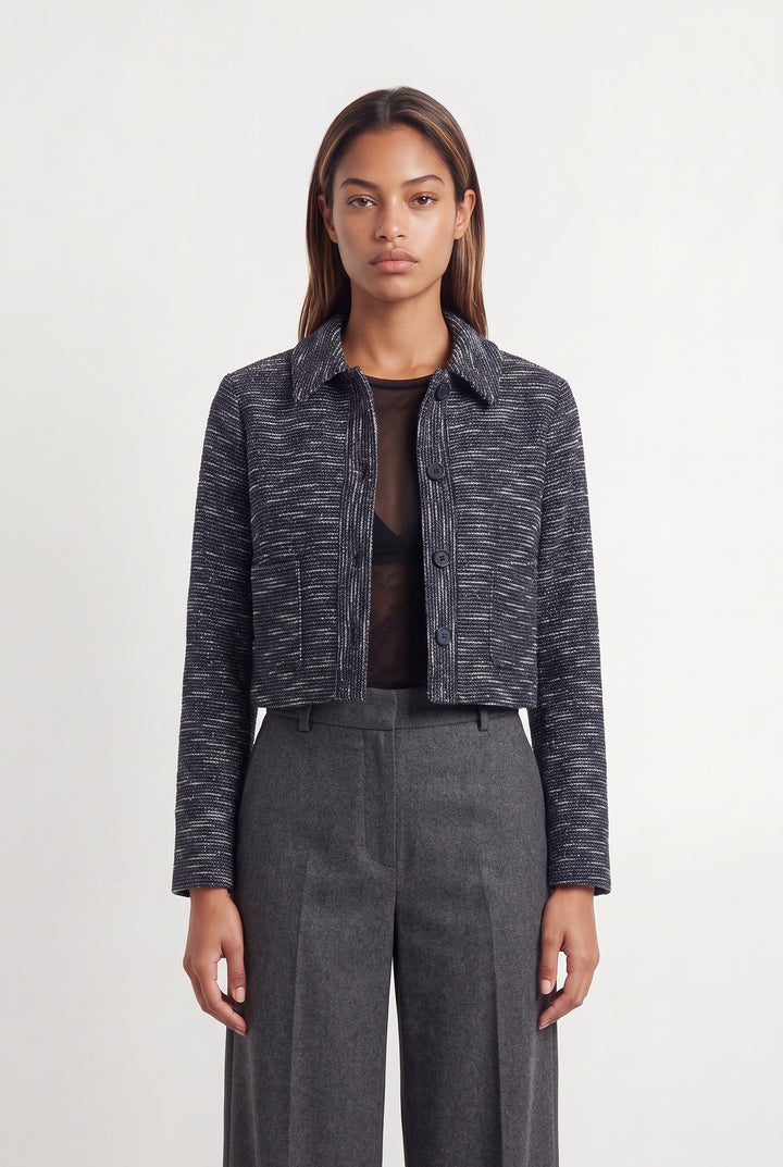 Veste Courte Bleue et Blanche - Taille XS/34 de la marque La Fée Maraboutée | PARAD122579 - Vendu par Paradigme - Image 1