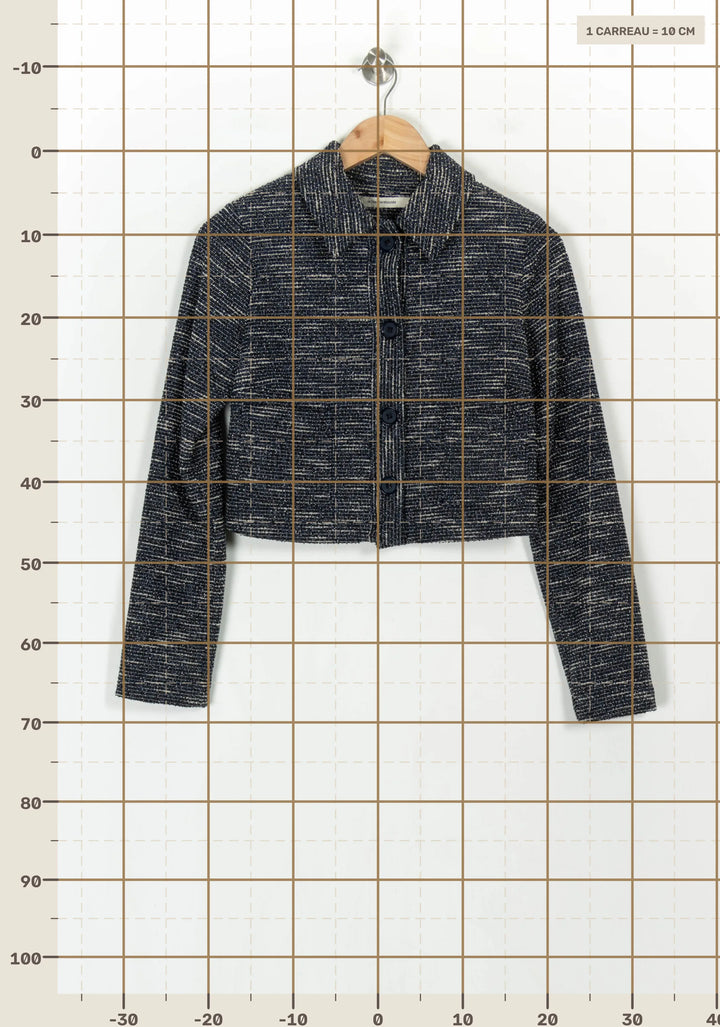 Veste Courte Bleue et Blanche - Taille XS/34 de la marque La Fée Maraboutée | PARAD122579 - Vendu par Paradigme - Image 4