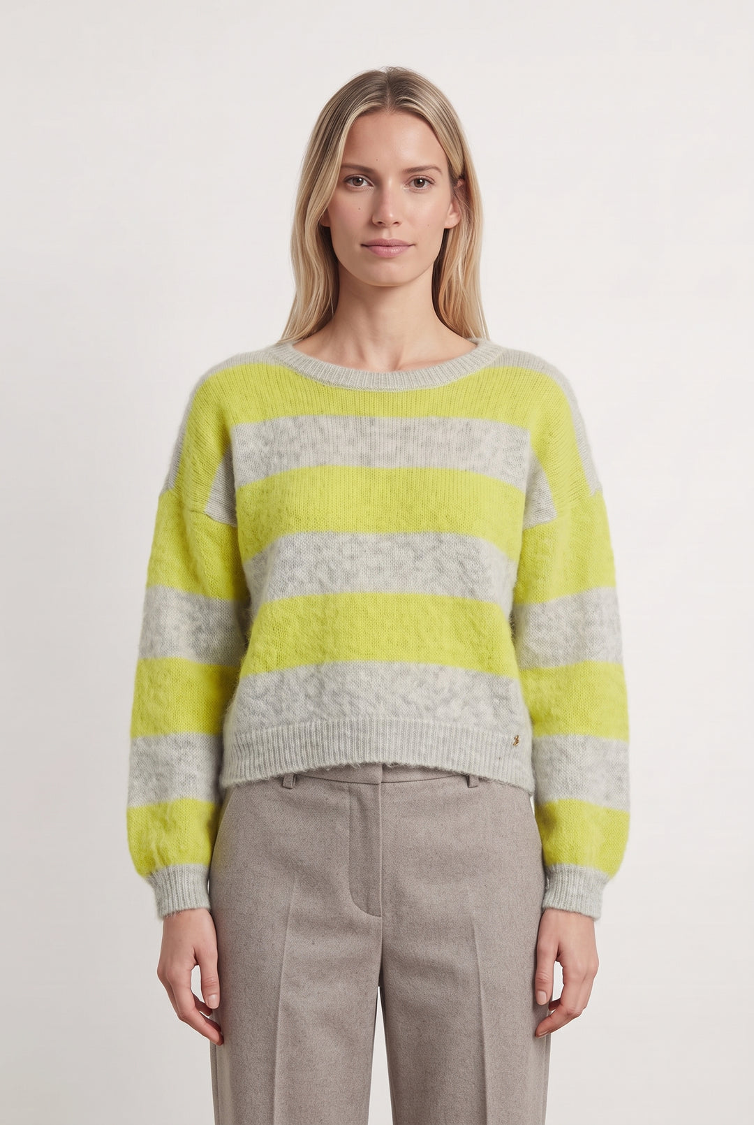 Pull Rayé Jaune et Gris - Taille XS/34 de la marque Des petits hauts | PARAD122621 - Vendu par Paradigme - Image 1