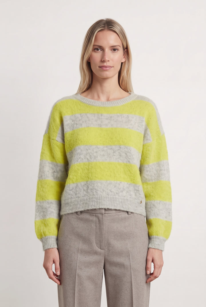 Pull Rayé Jaune et Gris - Taille XS/34 de la marque Des petits hauts | PARAD122621 - Vendu par Paradigme - Image 1